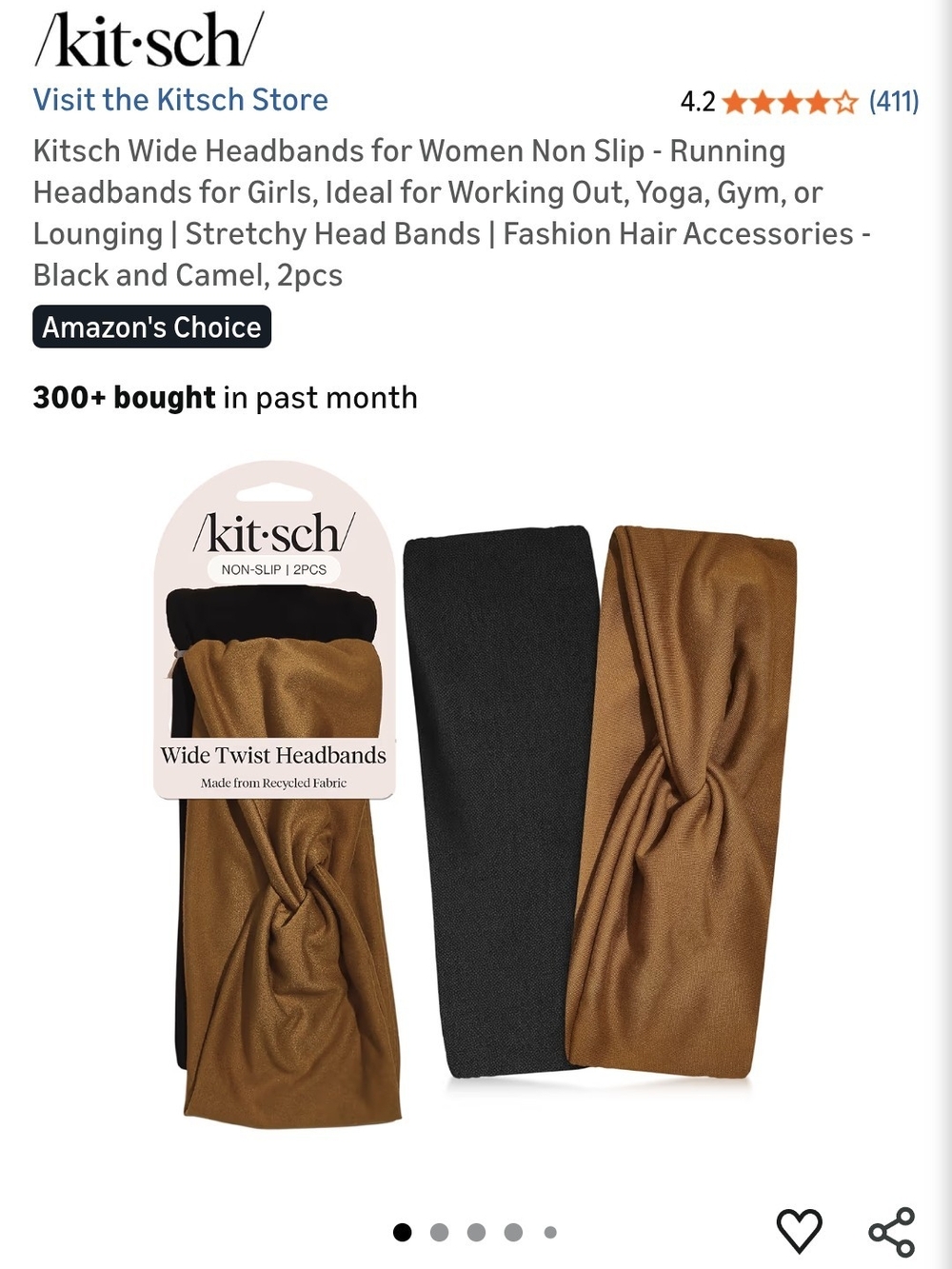 Kitsch Wide Twist Headbands – Black & Camel 2-Pack